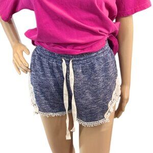 (6 for $25)Solemio Lace Embroidered Lounge Shorts in Space Blue‎ size small